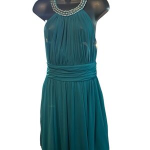 Elegant Teal Halter Dress